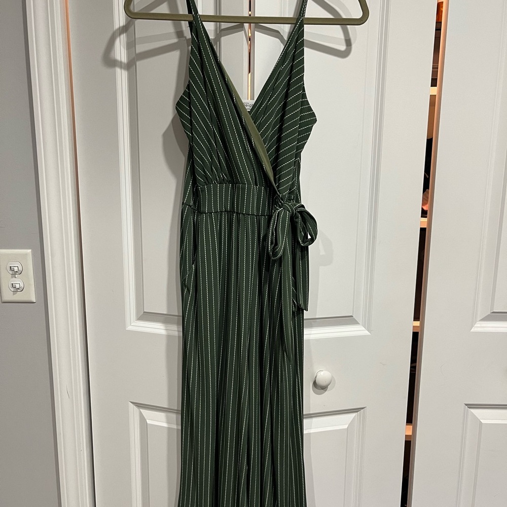 Kaileigh Green Striped Jumpsuit